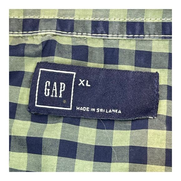 Gap Shirt Men's XL Green Blue Check Pockets Long Sleeve Classic Fit Button-Down - Picture 3 of 6